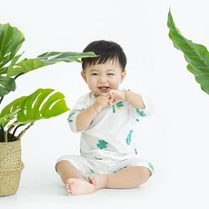 밤부베베 아동용 솔솔 정글숲 7부 퓨어트로피컬 상하복