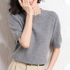 Rich Unni NEW 女款夏季日常圓領柔軟優質布料短袖針織衫