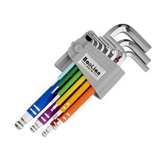 Dr. Living Store 多功能 S2 鋼製球頭彩色六角扳手 中型 9件組, 1個