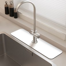 Daysoy珪藻土浴室廚房現代水龍頭墊 61*14cm, 02白色, 1個