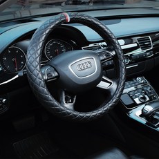 ruzen 壓紋皮革圓形打孔方向盤套, 黑色