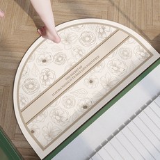 위더홈 플라워 컨셉 하프 문 매트 80 x 50 cm, 베이지, 1개