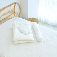 아띠블랑 유아용 모달 베개 커버 2p + 속통 + 차렵이불 + 바디필로우 세트, 화이트