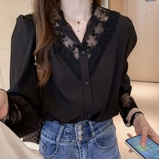 I'M MONG 女款Sesoreu雪紡蕾絲花朵上衣