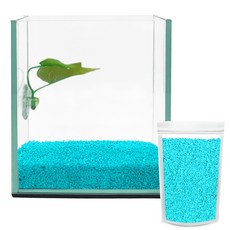 Aquatera 鬥魚玻璃魚缸 + 鬥魚床 + 彩石 1kg CH-G150, 天藍色(彩石)