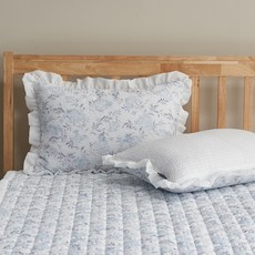 gBEDDING 泡泡紗夏季枕頭套 2入+枕芯 2入 小花園款, 藍色