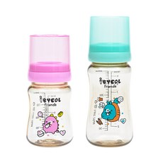 iBYEOL Friends PPSU奶瓶 200ml+300ml, 粉色+薄荷色, 無奶嘴