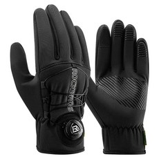 ROCKBROS 洛克兄弟 防風生活防水智慧型手機觸控旋鈕刷毛防寒手套 雙手一組 S351, 黑色, 1套