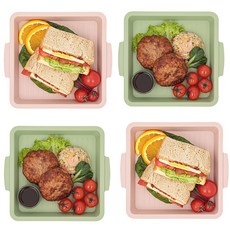 裝飾方形擺盤 2款 x 2入組, 1套, 橄欖綠, 沙米色, 單品