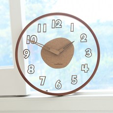 TIMEDECO 玻璃木質掛鐘, 玻璃木質-胡桃木色