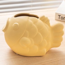 Mirnoa 獨特陶瓷鯛魚燒裝飾面紙盒 MMM3417, 淺黃色, 1個