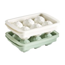 EASY&FREE 6球球狀製冰盒 2件組, 白色+綠色