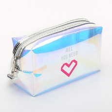 可愛透明鐳射便攜式心形化妝包