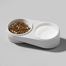 PASTEL PET 寵物斜口陶瓷碗 FREE, 白色, 1個