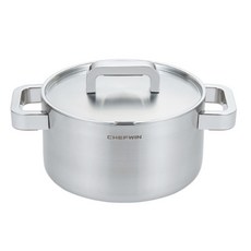 CHEFWIN 電磁爐 316不鏽鋼 3.5mm 全5層 雙耳鍋, 20cm, 銀色, 1個