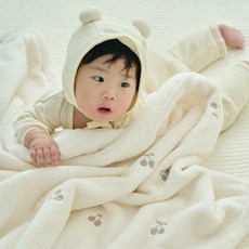 lolbaby 嬰兒用冬季刺繡超細纖維毯, 櫻桃