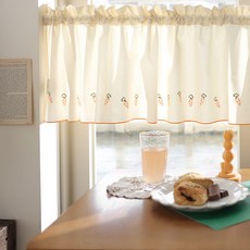 BELLELIFE 胡蘿蔔刺繡短窗簾, 自然風