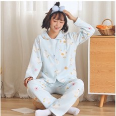 Get It Blue 純棉休閒長袖哺乳孕婦睡衣上下套裝