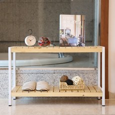 2層木質收納架, 實木 白框