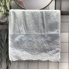 MA MAISON 뎅뇨 蕾絲毛巾 170g 30支棉紗, 藍色, 1個