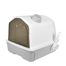 Truly House 全封閉式貓砂盆 附貓鏟 (灰色) PP ABS材質 內置竹炭包, 1個, 特大(51 x 41 x 40cm)