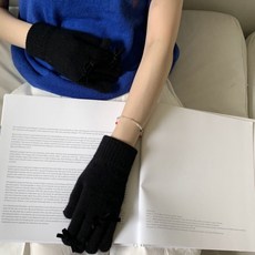 PEONIST 女性黑色蝴蝶結裝飾手套 雙手穿戴組