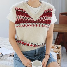 레트로 펀치카 니트 임산부 조끼