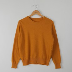 빼빼 여성용 라운드넥 단색 무지 울혼방 니트 티셔츠