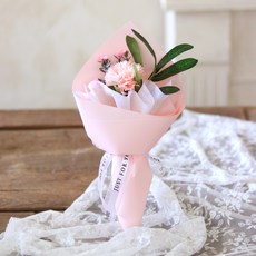 센트바스켓 조화 파스텔 카네이션 비누꽃 한송이 꽃다발, 핑크, 1개 핑크, 1개