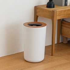 Parisien 木紋風開放式圓形垃圾桶 10L, 白色