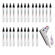 LINEPLUS 白板筆 黑色 24入+3色白板筆板擦 BXT, 黑色, 藍色, 紅色, 1套