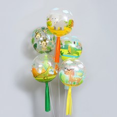 透明叢林恐龍印花氣球5款+流蘇套組, 1套, 混合顏色