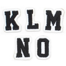 熱接著式英文字母燙布貼 K + L + M + N + O 套組, 1套, 黑色