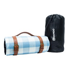 DANIGO 便攜皮扣防水野餐墊+包+皮帶套組, 天藍色（啞光）