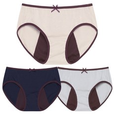 FLORIN 棉氨綸衛生內褲3件組 CWP-010, 米色, 灰色, 海軍藍
