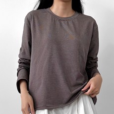 라라온 여성용 국내제작 스판 스트라이프 라운드 긴팔 티셔츠 TSP1094