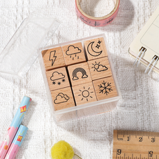 Ilsangsokbanzzak 可愛日記裝飾天氣印章9件組, 1套, 單一顏色