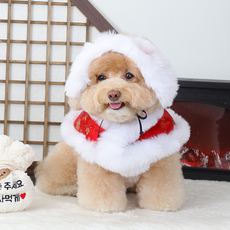 AMYLOVESPET 狗狗保暖韓服斗篷與護耳罩組合, 兩緞紅色