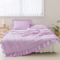 The Zari Mild Shuffle系列法式荷葉邊四季薄被+枕套組
