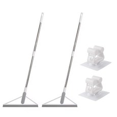 MONACO OLIVE 奈米貼合刮水掃把 2p + 簡易掛勾 2p 套組, 1套, 白色