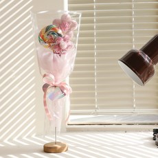 아스파시아 러블리 양모 데이지 롤리팝 꽃다발, 핑크