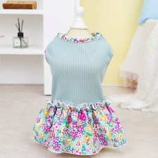 Coco studio 貓狗復古荷葉邊洋裝, 1個, 薄荷綠