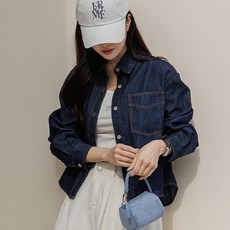 시크폭스 여성용 로우인디고 세미크롭 생지데님 셔츠 61SH1520