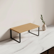 마켓피아 모니터 받침대 데스크 정리대 미니 테이블 소형 40 x 19 x 14.2 cm, 나무 색상 + 검정색 프레임