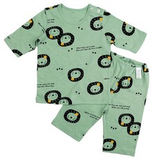 Maykids 孩童黑獅子短袖T恤7分褲套裝