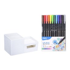 델리 멀티 데스크 오거나이저 8907 + 12색 수성펜 세트, 화이트(오거나이저), 1세트