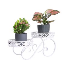 室內裝飾花盆整理架 YT_RA1407, 白色, 2層