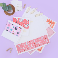 비단길 모무 어린이집 고리 핸드타월 핑크, 랜덤발송, 5개