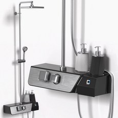 스마트프리미엄 선반형 해바라기 레인 샤워기 수전, 1개, 메탈블랙