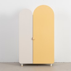 리바트 아동용 톨 라운드 옷장 방문설치, 옐로우